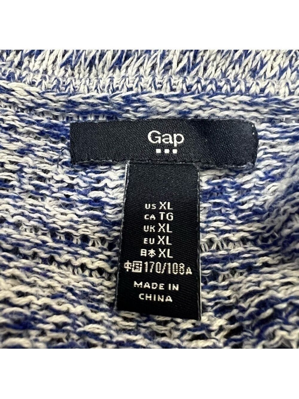 GAP Women's Marled Sleeveless Sweater Crew Neck Size XL Blue White 100% cotton - Picture 5 of 6